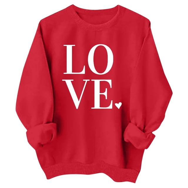 PMVFHDE Chandails à Capuche et Chandails en Molleton pour Filles Chandails de la Saint-Valentin pour Filles Mignons Graphiques Manches Longues Col Rond Chandails de Vacances Hauts Rouge, 9-10 Ans