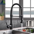 thumbnail image 2 of Grifo de cocina negro mate Rozin, grifo mezclador montado en cubierta, boquilla rociadora de flujo de rotación de 360 grados, fregadero de cocina, grifos fríos y calientes Tan Jianjun unisex, 2 of 2