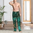 thumbnail image 2 of Logiee Green Gold Glitter Print Pajama Pants for Men,Men’s Pajama Bottoms,Mens PJ Pants with Pockets & Button Fly-Large, 2 of 6