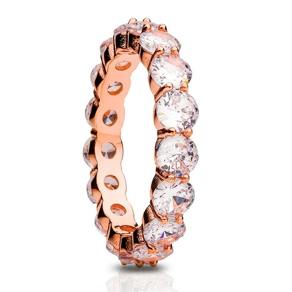 Rose Gold Eternity Ring,Titanium Wedding Ring,Engagement Ring,CZ Wedding Ring,Anniversary Ring,Rose Gold