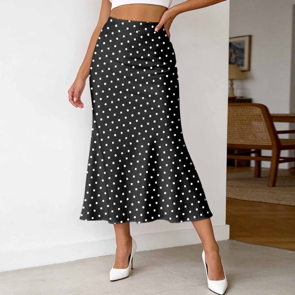 Arlun Midi Skirts for Women 2026 Summer Spring Lightweight a Line High Waisted Fishtail Skirt for Wedding Guest Party Elegant Soft Comfort Slim Fit over Knee Length Skirts Black XXL