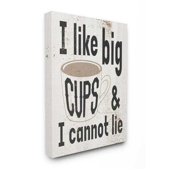 Stupell Industries Big Cups Funny Word Kitchen Dining Room Paint Textured Design Canvas Wall Art by Daphne Polselli