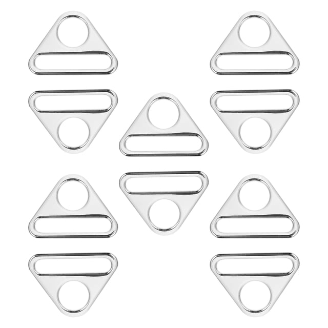 Shisuyan Purse Strap Buckle Hardware Silver Triangle 10Pcs 1.73X1.26X0.20in