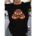 thumbnail image 1 of Women'S Casual Crew Neck T-Shirt, Quick Drying Knit Fabric, Regular Length, with Chocolate Dripping Stacked Geometric Pattern, for All Seasons, 1 of 6