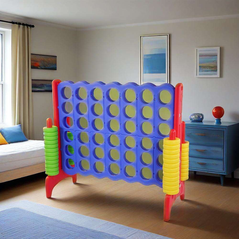 Giant 4-to-Score Game Set, 4-in-A-Row Jumbo with 42 Jumbo Rings & Quick-Release Slide, 3.6FT Tall Indoor & Outdoor Yard Family Connect Game, Large-1