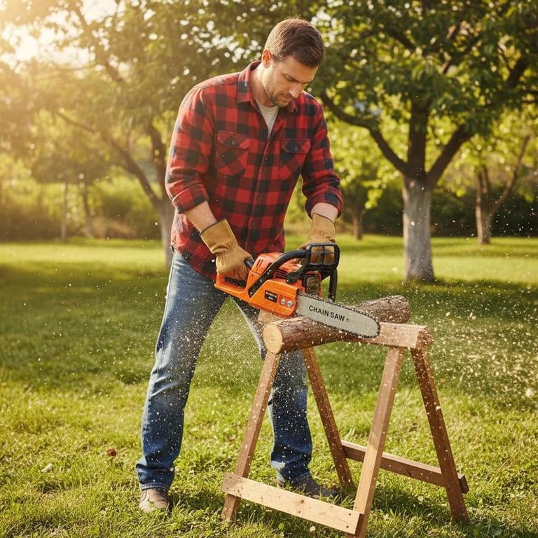 Mohsoe 12 Inch Gas Chainsaw 2-Stroke, Top Handle Cordless Chain Saw with ABS & Metal Construction, Automatic Oil Supply, Anti-Vibration Grip, Lightweight 8 lbs for Forest Cutting Family Logging