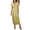 Chartreuse, variant on Women's V-Neck Puff Short Sleeve Midi Dress with Buttoned Ruched Slit and Lined Sheer Overlay 100% Polyester Fabric