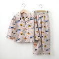 thumbnail image 5 of Esaierr Kids Toddler Boys Girls 2Pcs Pajamas Pjs Set 1-10Y Baby Button down Pjs Sleepwear Long-Sleeve Loungewear Outfit Set Little Boys Girls Spring Fall Winter Home Clothing Set, 5 of 7