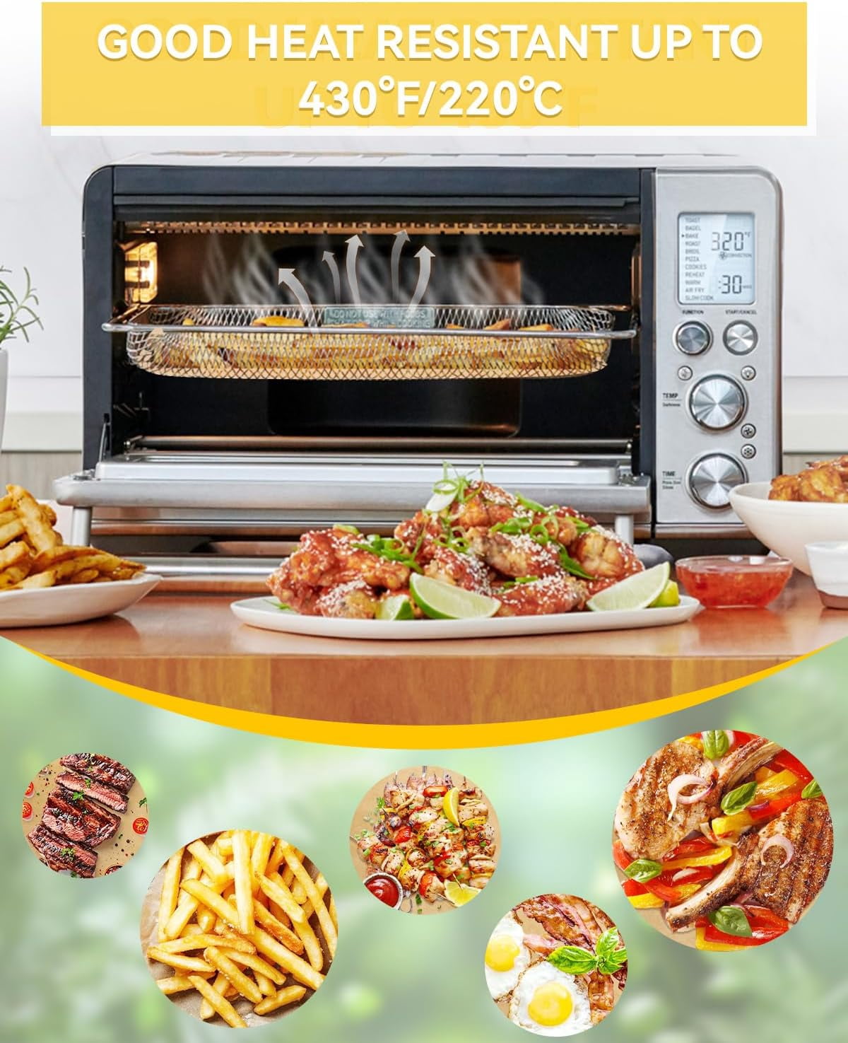 130PCS Air Fryer Liners Disposable Compatible with Breville Smart Convection Oven Air Fryer BOV860BSS, Parchment Paper Baking Sheets Accessories for Smart Oven BOV860-Series