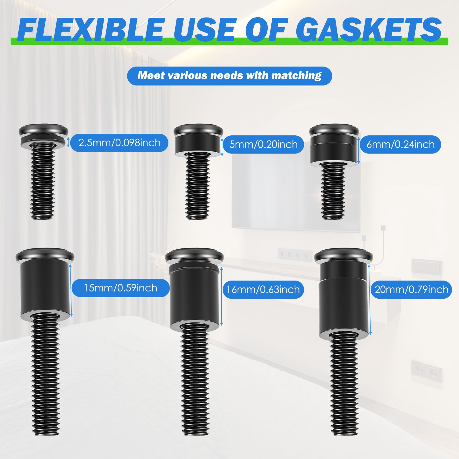 184Pcs Universal TV Mounting Hardware Screw Kit Set with Box - M4 M5 M6 M8 Metal Bolt Washer and Spacer Set for Most TV and Monitor
