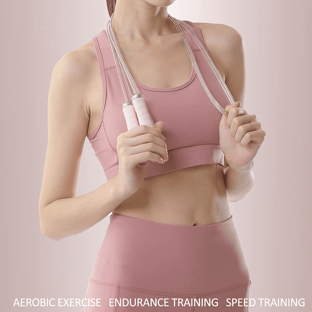 Cordless Jump Rope for Fitness, Adjustable Jump Rope for Workout, Silicone Handle with Ball Bearing
