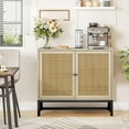 thumbnail image 3 of Eureka Accent Storage Cabinet, Boho Farmhouse Rattan Sideboard Buffet with Doors and Shelves, Wooden Cupboard Console Table Natural Natural Finish,, 3 of 5