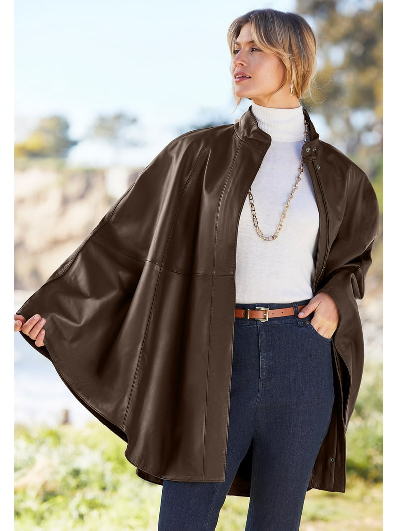 Jessica London Women's Plus Size Leather Poncho - Walmart.com