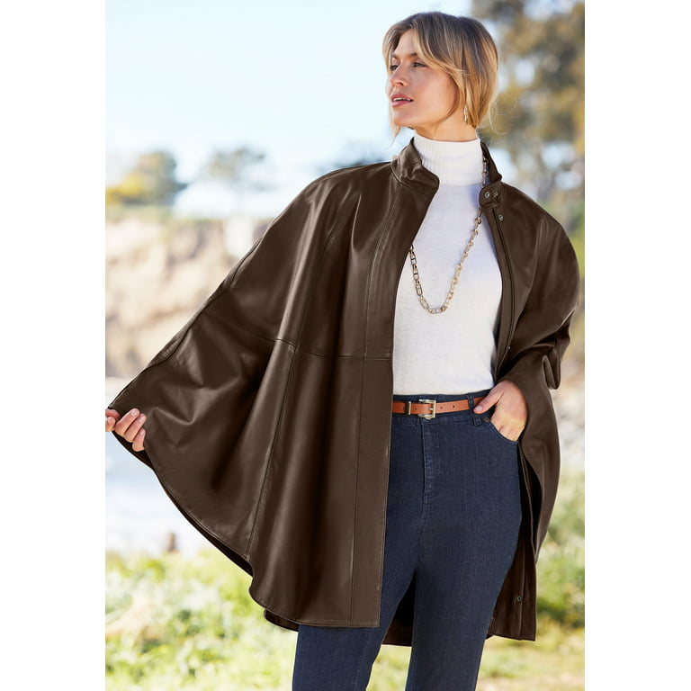 Jessica Women's Plus Size Leather Poncho Cape Coat - Walmart.com