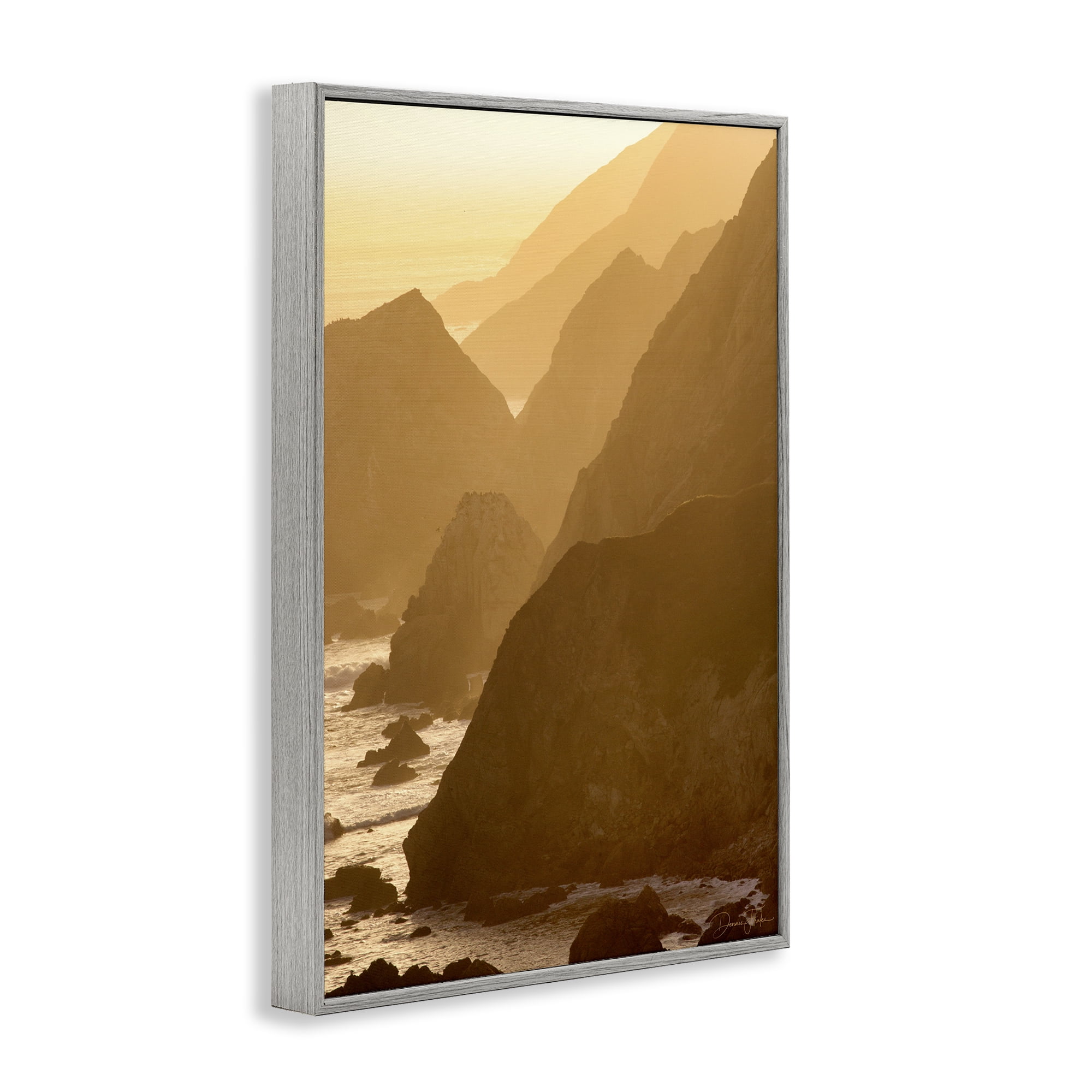 Stupell Industries Rocky Cliffs by Beach Landscape Photography Gray Framed Art Print Wall Art, 16 x 24