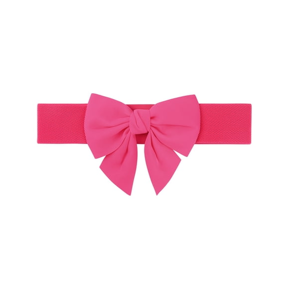 CINTURÓN ELÁSTICO ANCHO PARA MUJERES TALLA PLUS INSPIRADO EN CHIC, DECORACIÓN DE CINTURA CON LAZO, CINTURONES DE MODA VERSÁTILES 37.8-45.3" ROSA FUERTE