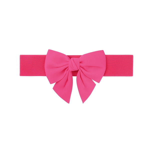 CINTURÓN ELÁSTICO ANCHO PARA MUJERES TALLA PLUS INSPIRADO EN CHIC, DECORACIÓN DE CINTURA CON LAZO, CINTURONES DE MODA VERSÁTILES 37.8-45.3" ROSA FUERTE