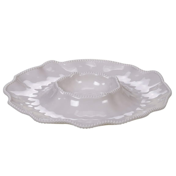 Certified International 27426 Perlette Cream Chip & Dip 14.5" Servware, Accessories,Hostess Serving