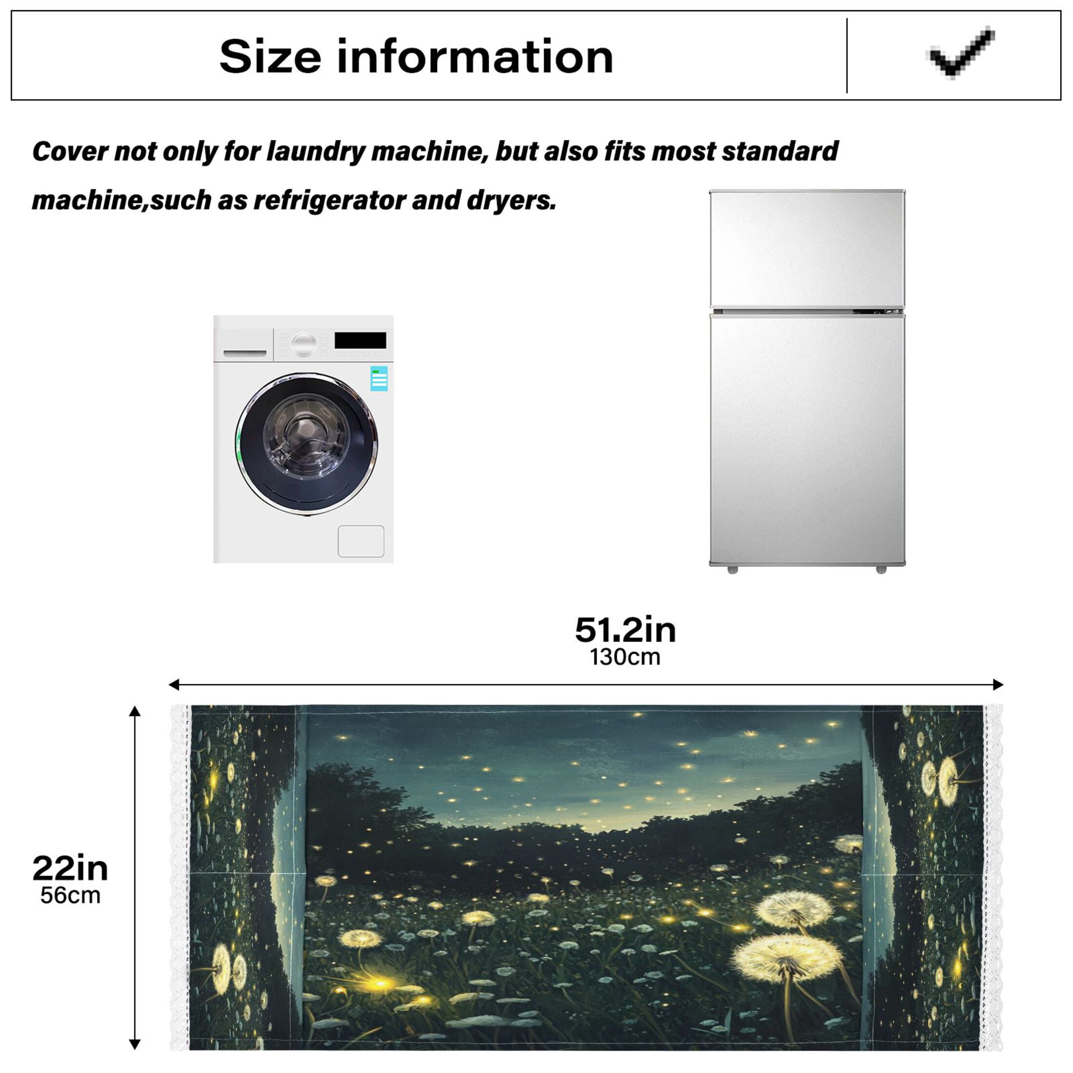 WOBOGO Fireflies in Dandelions Washing Machine Cloth Dryer Refrigerator Top Cover Protective Non-Slip Mat For Kitchen Laundry