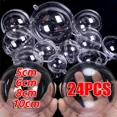 thumbnail image 2 of 1-24 bolas de Navidad huecas de plástico, bolas transparentes rellenables para hacer tú mismo, adornos colgantes para árbol de Navidad, regalos para fiestas en el hogar, decoración, 2 of 5