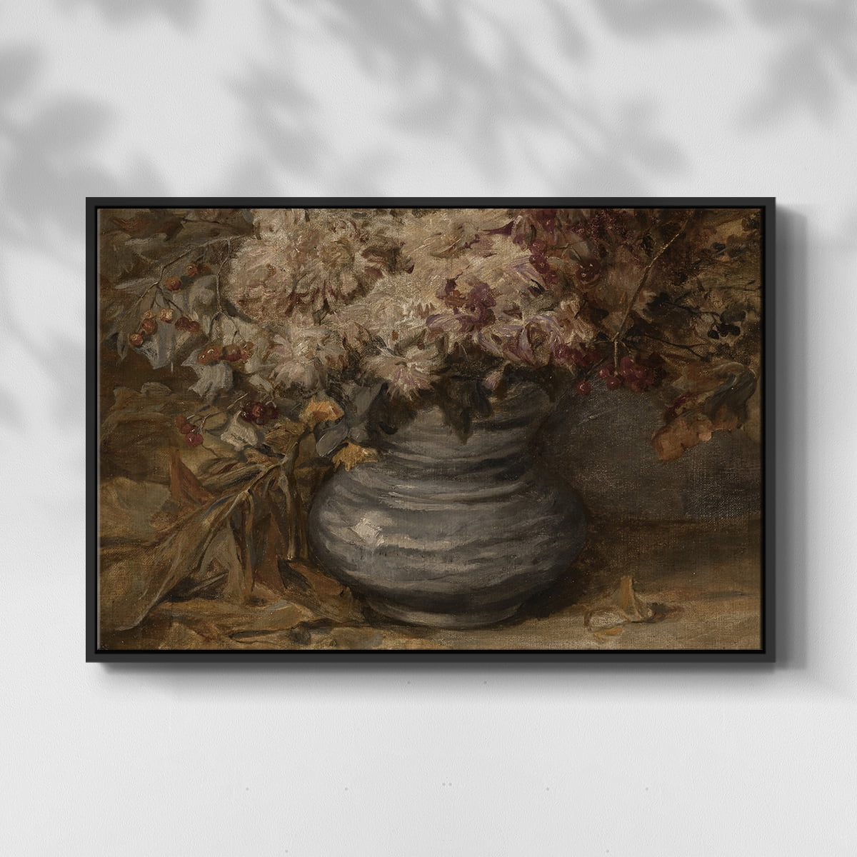 Vintage Botanical Print-LXV By Wexford Home Framed in Black Wood Gallery Wrapped Canvas 27 in. x 41 in.