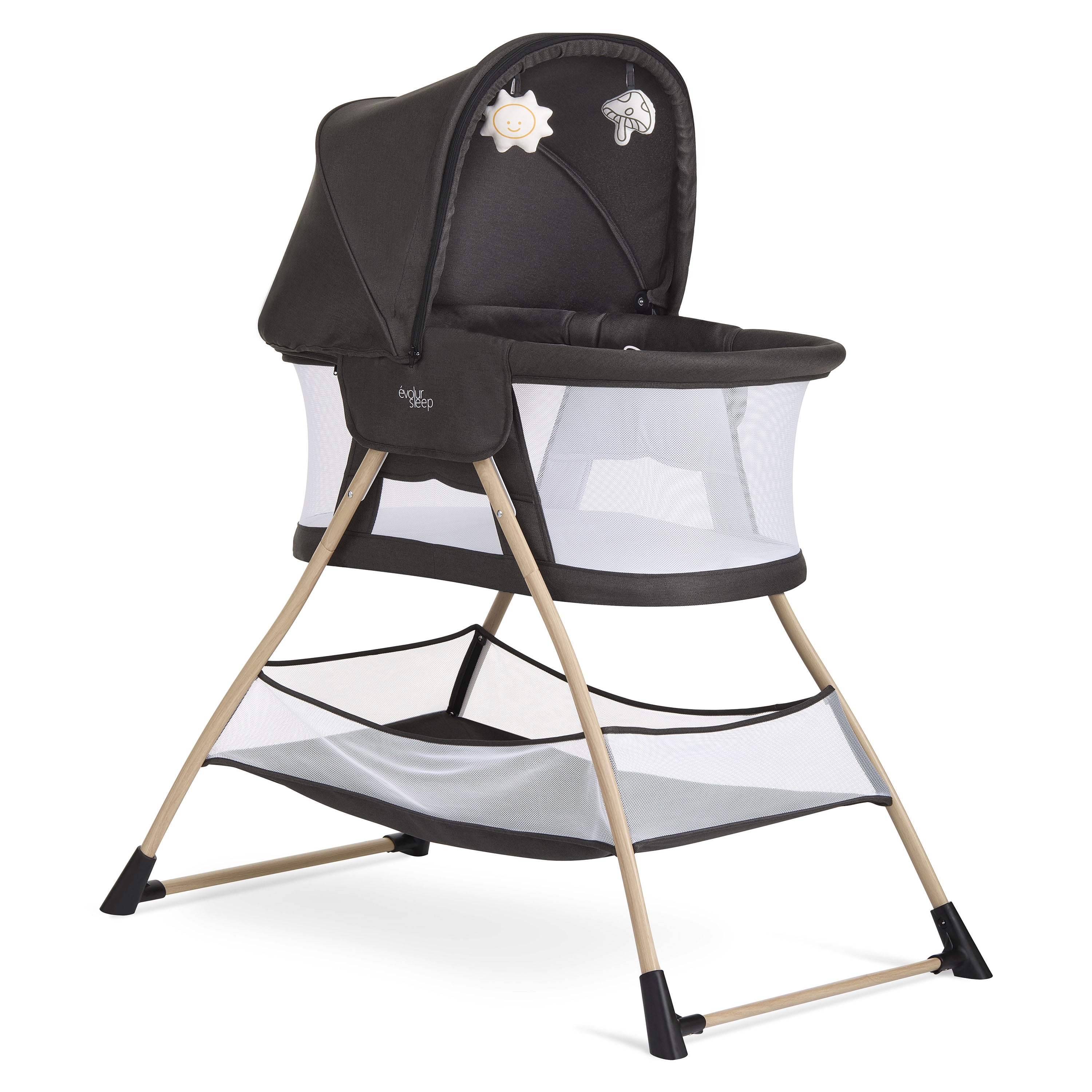 Evolur Cozy Dreamer Bassinet, Black