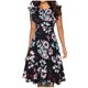 thumbnail image 2 of ICHUANYI Clearance Womens Vintage Ruffle Sleeves Floral Print Flared A Line Swing Casual Dresses(Black&Blue , S) Ichuanyi Ichuanyi, 2 of 8