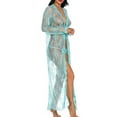 thumbnail image 6 of Womens Kimono Cardigan Swim Cover Ups 3/4 Sleeve Summer Caridgans Lightweight Long Nightgown See-Through Beach Wear, 6 of 7