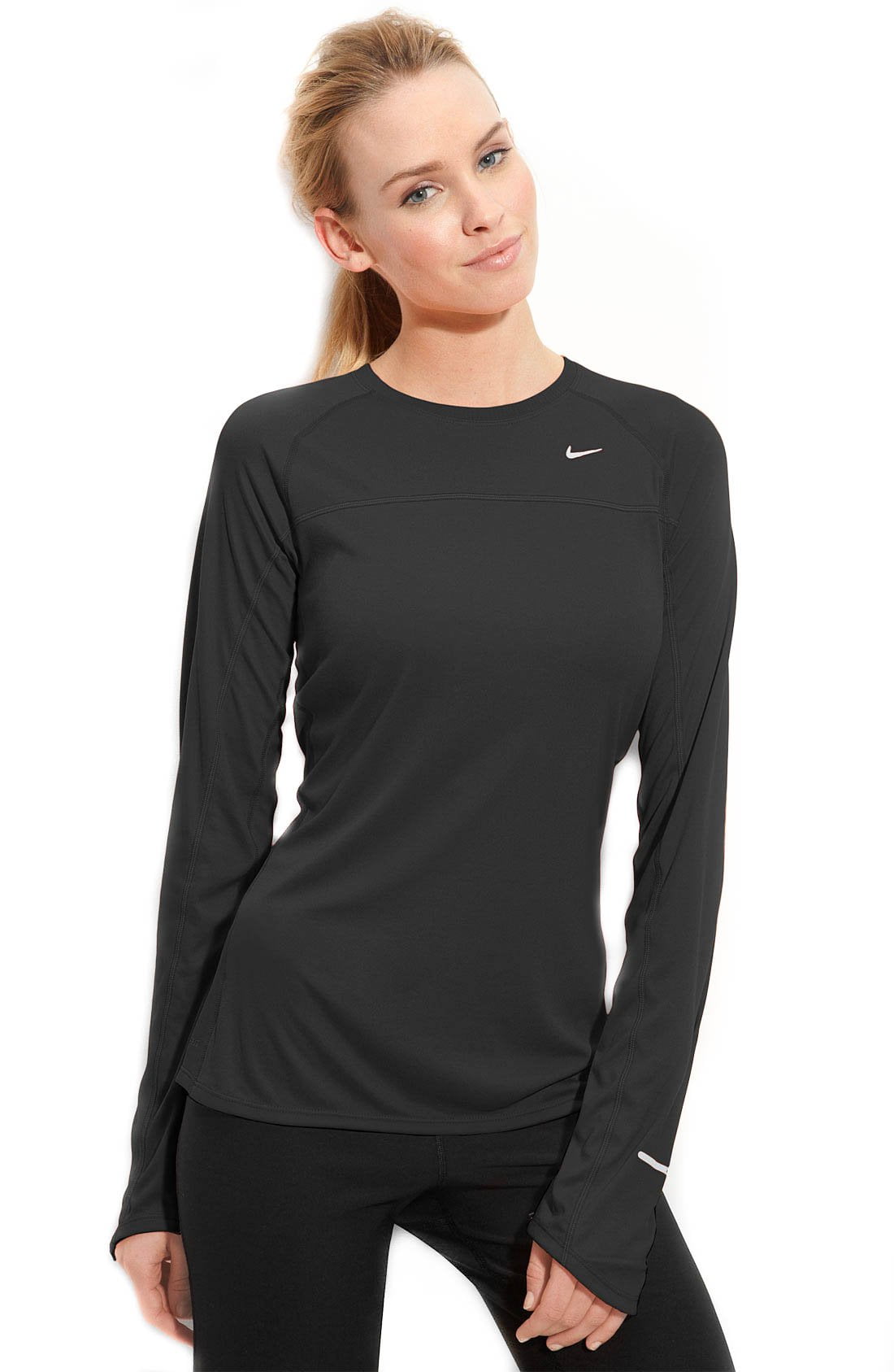 Nike Women's Miller Long Sleeve Running Athletic Shirt Black - Walmart.com
