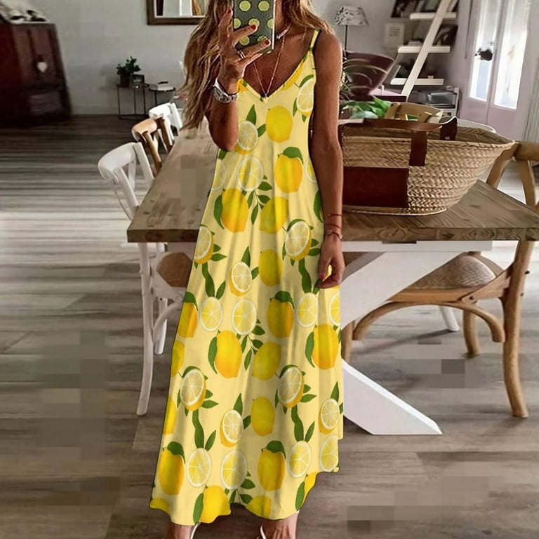 Lemon Lemon Sleeveless Dress womens clothing Long dress woman Walmart