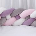 thumbnail image 1 of Almohada de cama trenzada de cuatro hebras con bolas de nudo largo tejidas, tira anticolisión para niños, 1 of 5