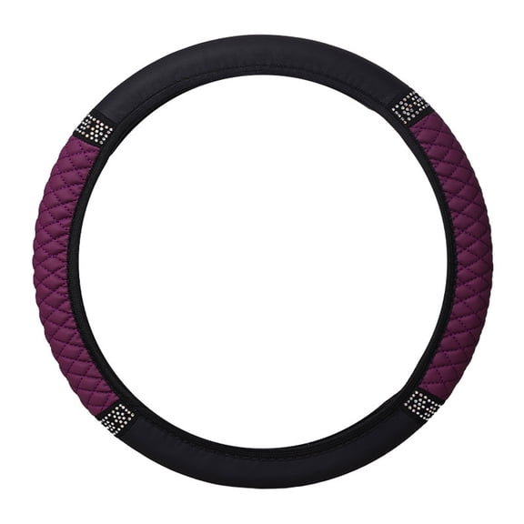 Purple Rhinestone Steering Wheel Cover for Universal Fit, Sparkling Embellishment, Stretchable PU Material, Easy -On Installation, Comfortable Grip for Daily Driving