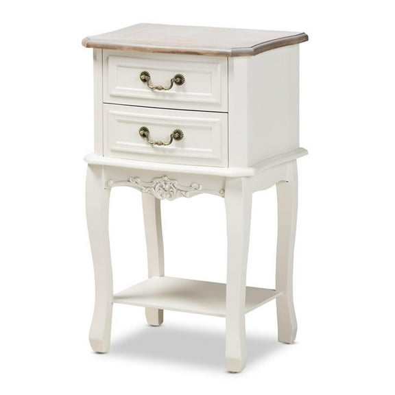 Bowery Hill White and Oak Finished 2-Drawer Wood Nightstand