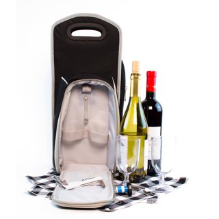 DS Picnic Insulated Wine Tote Bag Wine Bottle Carrier 4 Bottle Capacity  Cooler Bag for outdoor Camping Great Wine Lover Gift with Handle and