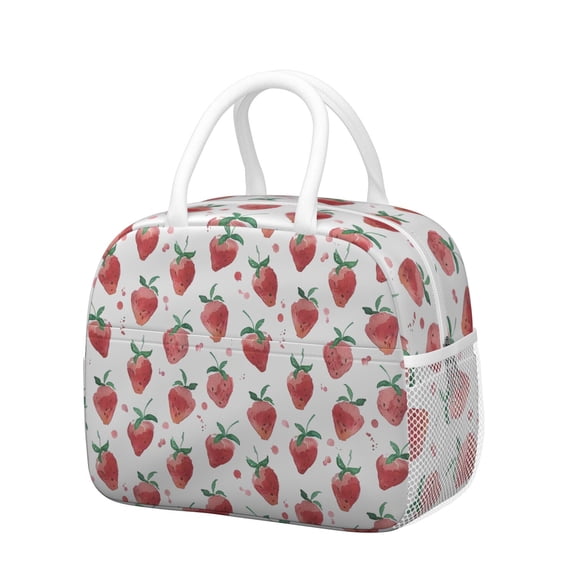 Lunch Bag Lunch Box for Women Reusable Insulated Lunch Bags,Water-Resistant Strawberry Pattern Cooler Lunch Tote Bag, Large Capacity for Work Travel Picnic