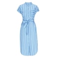 thumbnail image 5 of yillto Women's Boho Striped Shirt Dress Button up Side Split Short Sleeve Loose Long Vacation Dresses, 5 of 6