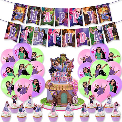 for Encanto Birthday Party Decorations Encanto Party Supplies Banner Balloons Cupcake Toppers Cake Toppers Party Favors for Girls Kids Birthday 