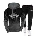 thumbnail image 3 of Chándal para hombre, sudadera con capucha y pantalones casuales con efecto Splash-ink, conjunto deportivo de dos piezas para hombre, ropa para correr a la moda para hombre, 3 of 4
