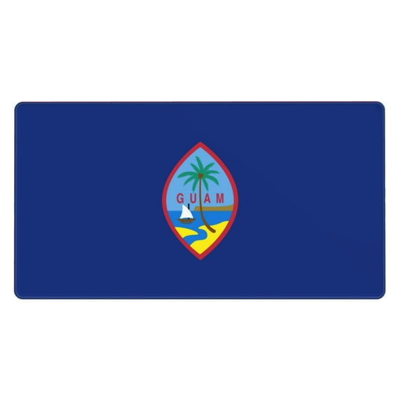 Large Mouse Pad, Guam Flag Non-Slip Waterproof Rubber Keyboard Office Desk Pads Mousepad, 29.5 x 15.8 inches 3mm Thick