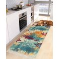 thumbnail image 2 of Bohemian Teal Bathroom Runner Rug 2'x6'Washable Woven Area Rug, Orange Splash Art Retro Geometric Red Argyle Tassel Kitchen Rug,Throw Floor Mat Carpet Decorative for Living Room Bedroom, 2 of 7