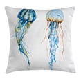 thumbnail image 1 of Nautical Decor Throw Pillow Cushion Cover, Cute Jellyfish Exotic Sea Ocean Creature Aquatic Animals Watercolor Raster Graphic, Decorative Square Accent Pillow Case, 16 X 16 Inches, Blue, by Ambesonne, 1 of 2