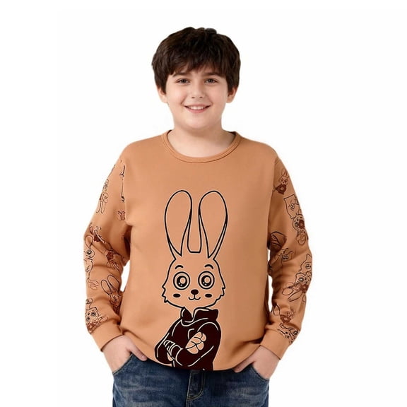 ATOGUTA Boy's Long Sleeve Tee Shirts Long Sleeve Pullover Tops Fall Winter Outfits Casual Clothes Size 9-16, Khaki