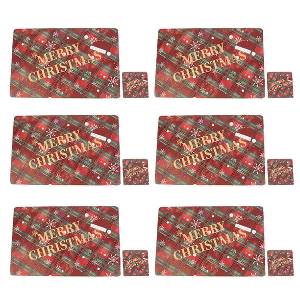 Manteles Individuales Y Posavasos De Mesa Antideslizantes De Pvc Para Navidad, 12 Uds., Decoración Navideña Que No Mancha Eigraketly HA042663-01
