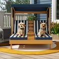 thumbnail image 4 of Costway Kids Double Chaise Lounge Patio Lounge Chair with Cup Holders & Awning Blue, 4 of 9