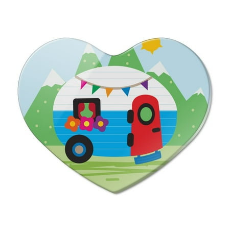 

Vintage Retro Camper RV Camping Travel Trailer Heart Acrylic Fridge Refrigerator Magnet