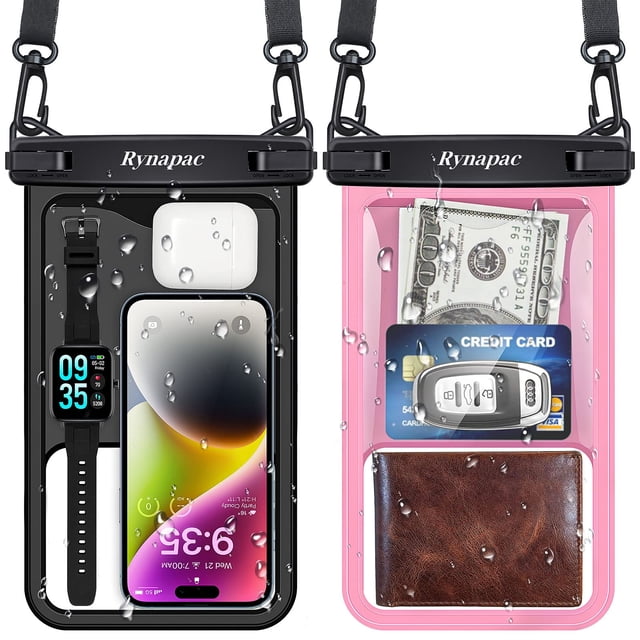 Paquete de 2 fundas impermeables para teléfono Rynapac de 10 pulgadas con cordón
