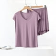 thumbnail image 6 of ylioge 2 Piece Modal Pajamas for Women Sets Casual Solid Color Lightweight Cap Sleeve Tops Wide Leg Pants Comfortable Loungewear Pajama Outfits Set, 6 of 6