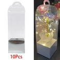thumbnail image 6 of 10 Pieces Flower Gift Boxes Flower Packaging Box Clear Flower Bouquet Bag Present Boxes Single Rose Flower Box for Anniversary Birthday Gift Argent, 6 of 10