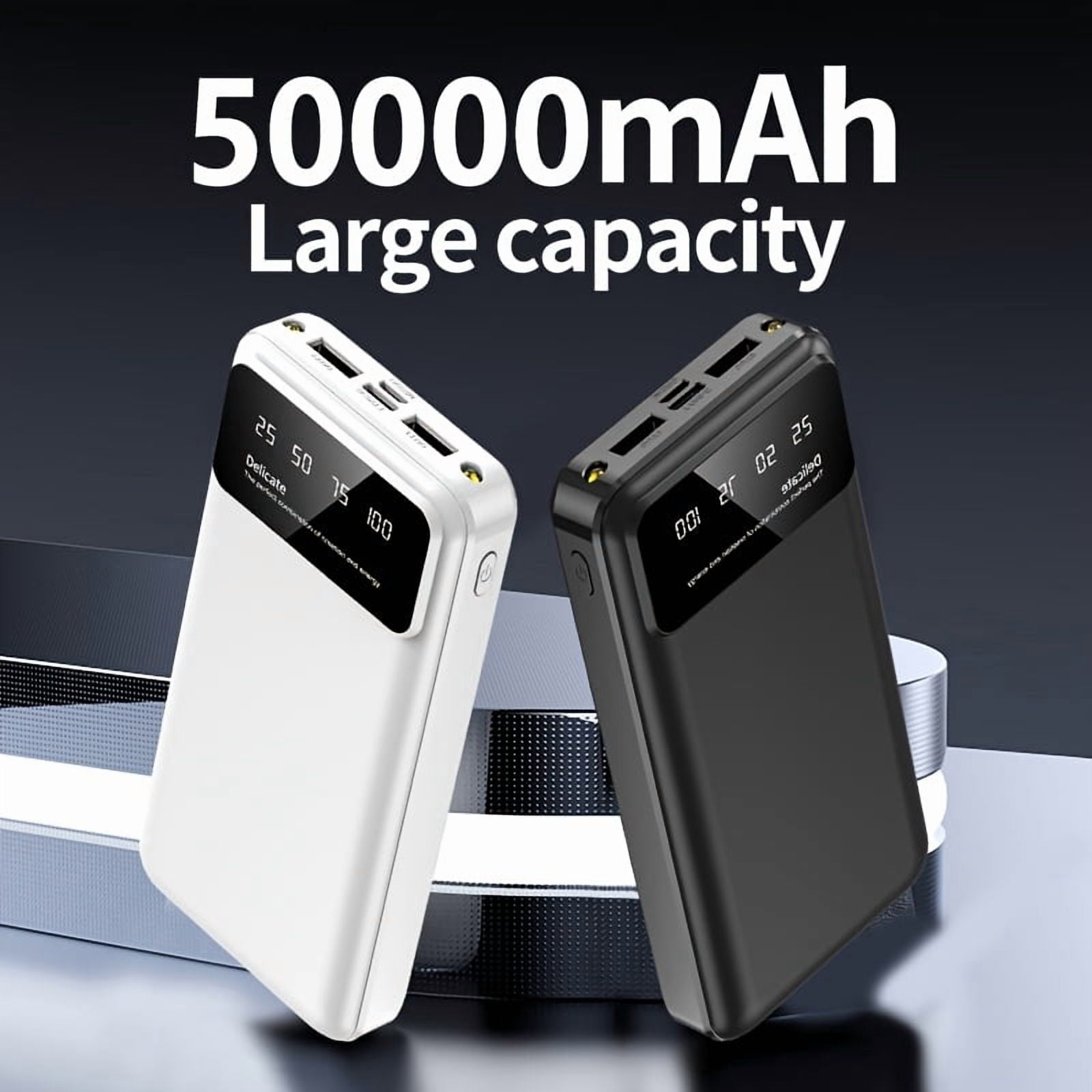 50000mAh Portable Power Bank with LED Display & Flashlight, Fast Charging for Phones, Android Devices, Outdoor Travel Emergency Power Supply, Gift