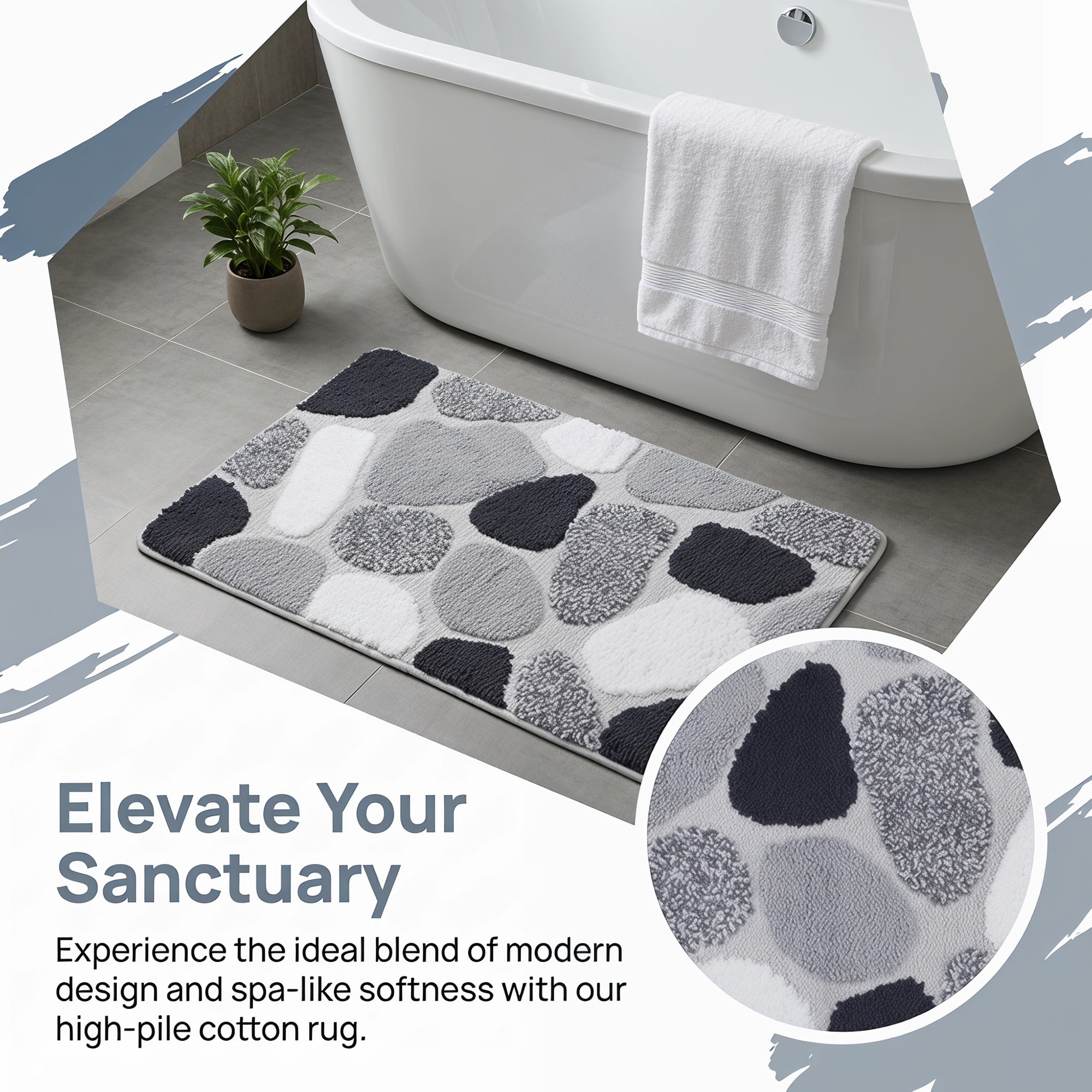 Unique Bargains Absorbent Non-Slip Plush Quick Dry Machine Washable Bath Mat Gray 32"x20"
